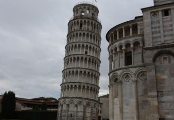 Capture of the Leaning Tower of Pisa in Pisa, Italy from Piazza dei Miracoli.