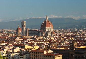 A stunning view of Florence with the iconic Santa Maria del Fiore Cathedral.