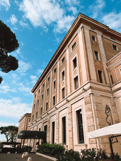 View of Carpegna Palace Hotel's stunning architecture, capturing Rome's historic charm.