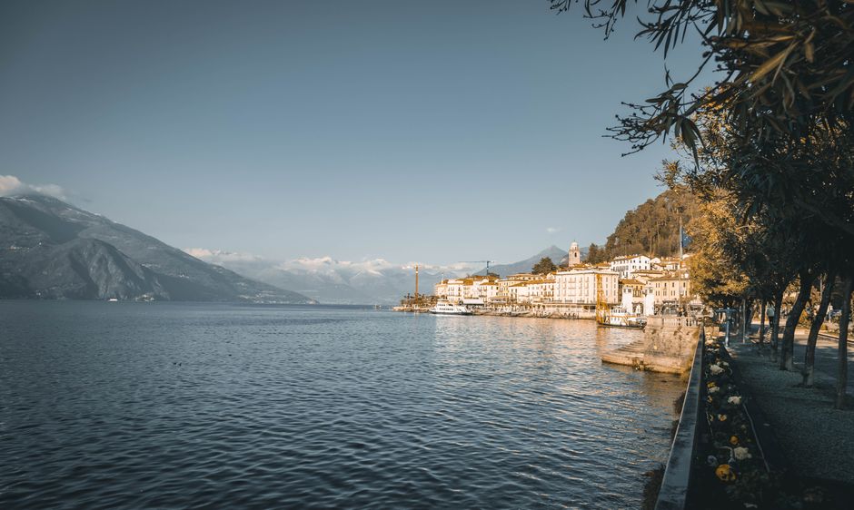 Beautiful lakeside view of Bellagio by Lake Como, Italy in a serene morning light.